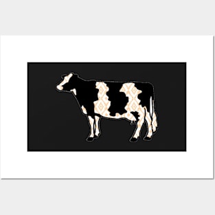 Rustic Yellow Aztec Dairy Cow Silhouette  - NOT FOR RESALE WITHOUT PERMISSION Posters and Art